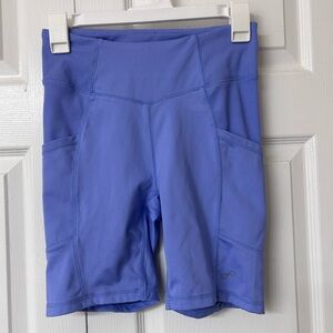 High-Rise Periwinkle Bike Shorts with Side Pockets